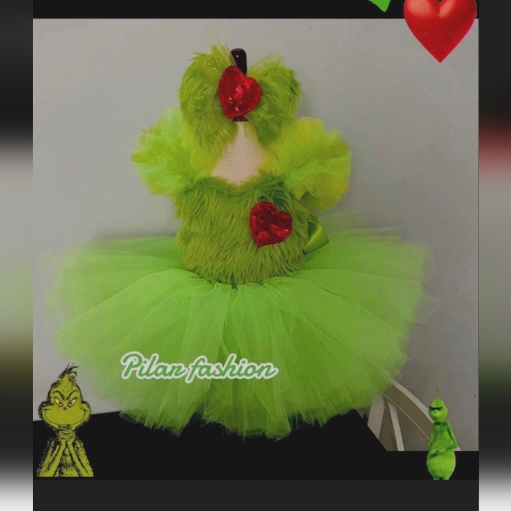Grinch homemade dress costume with headband